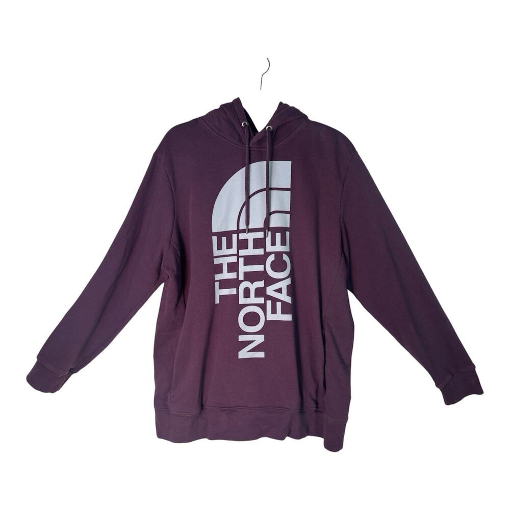 North Face Hoodie Womens XXL Purple Pullover Fleece Logo Sweatshirt Outdoor